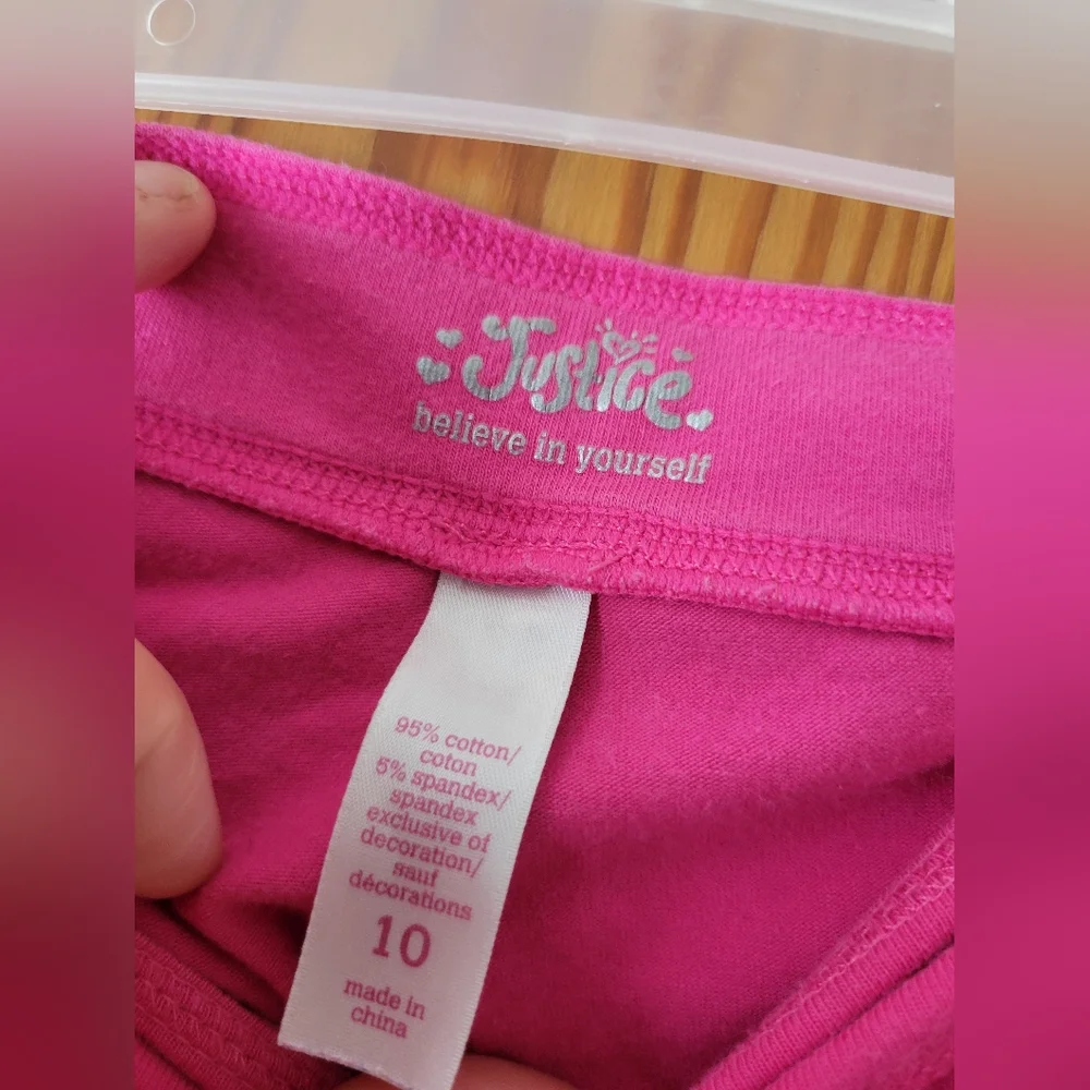 Justice Girls fushia hot pink crop legging capri 10
